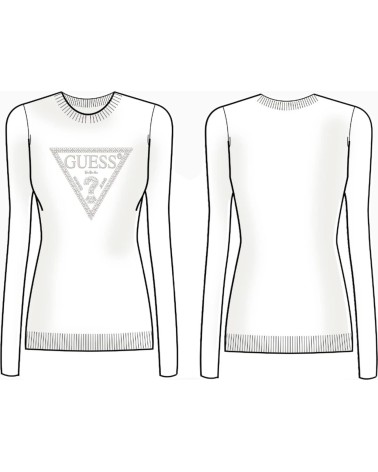 **Meta Title:** Pullover Donna Guess Rylie Logo Bianco - Casual