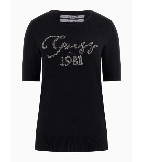 T-shirt Donna Guess Paloma Nera, Stile Elegante e Casual
