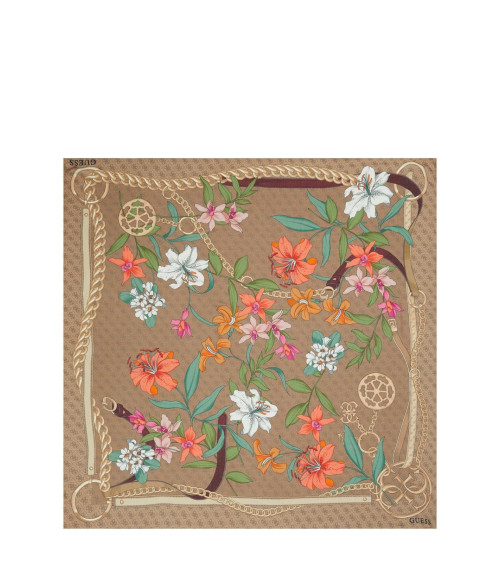 Foulard Guess Femme Noir Motif Floral 130x130cm