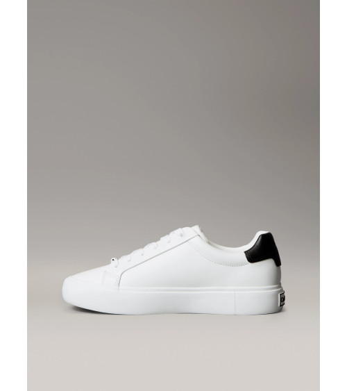 Calvin Klein Baskets à Lacets Lth CK Hw0Hw02673, Basses Femme, Blanc (Bright White/Black), 36 EU