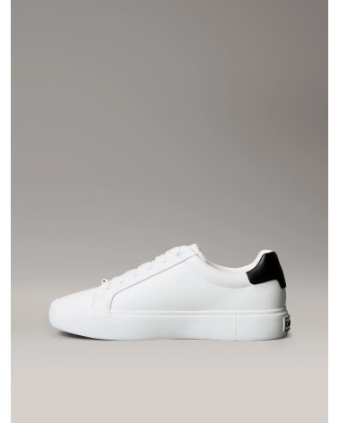 Calvin Klein Baskets à Lacets Lth CK Hw0Hw02673, Basses Femme, Blanc (Bright White/Black), 36 EU