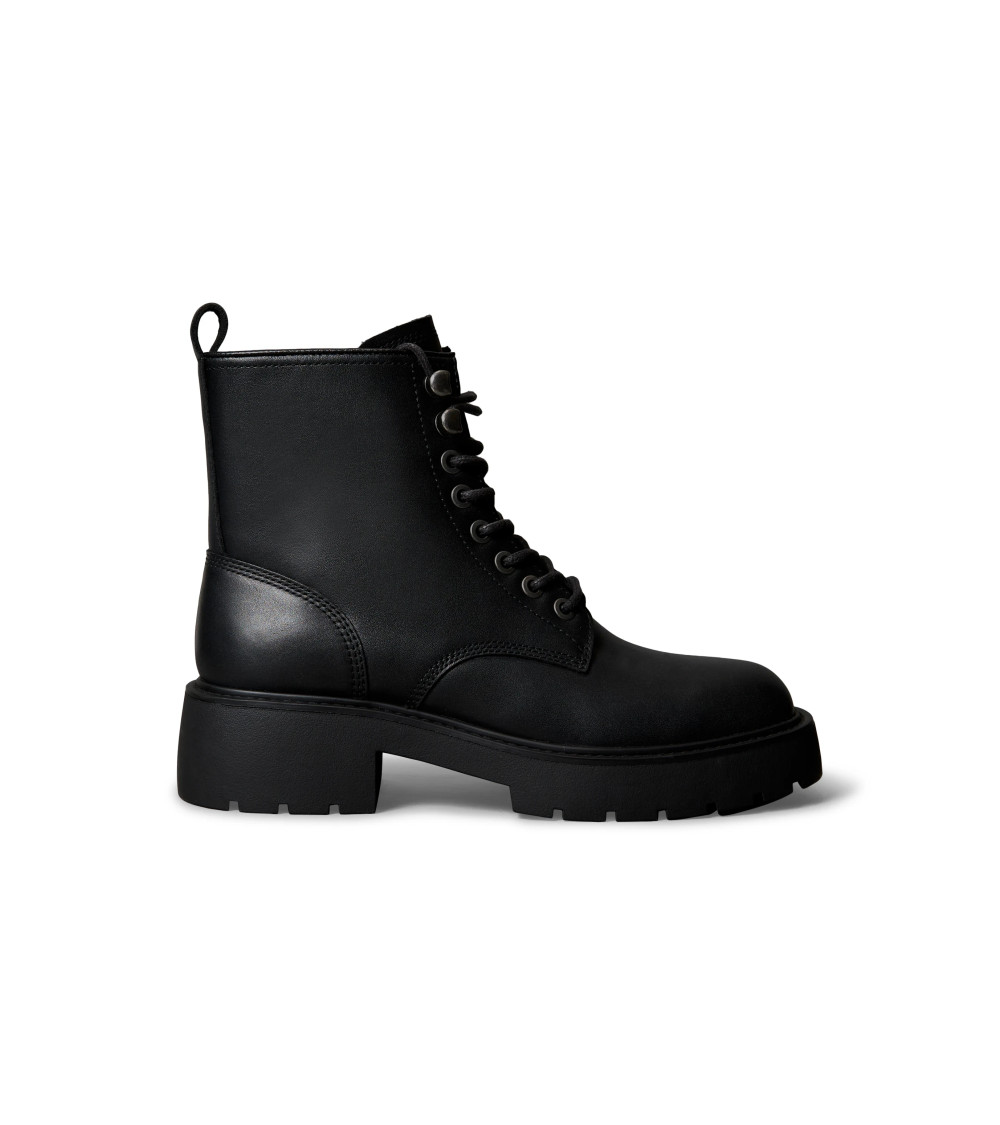CK Black Chunky Mid Lace-Up Boots for Women Stylish and Trendy
