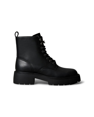 CK Black Chunky Mid Lace-Up Boots for Women Stylish and Trendy