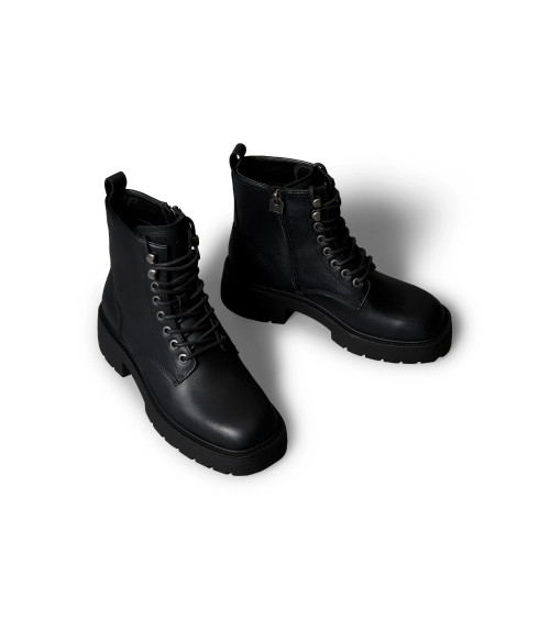 CK Black Chunky Mid Lace-Up Boots for Women Stylish and Trendy