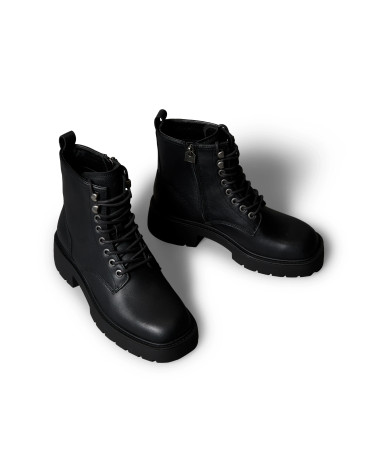 CK Black Chunky Mid Lace-Up Boots for Women Stylish and Trendy