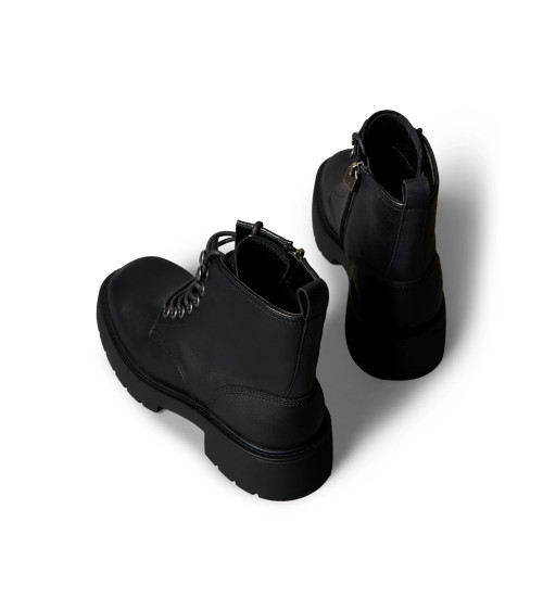 CK Black Chunky Mid Lace-Up Boots for Women Stylish and Trendy