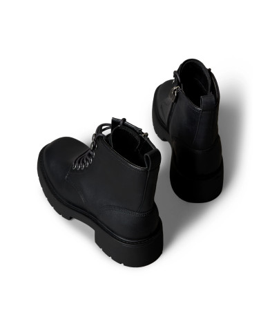 CK Black Chunky Mid Lace-Up Boots for Women Stylish and Trendy