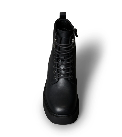 CK Black Chunky Mid Lace-Up Boots for Women Stylish and Trendy