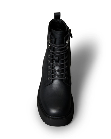CK Black Chunky Mid Lace-Up Boots for Women Stylish and Trendy