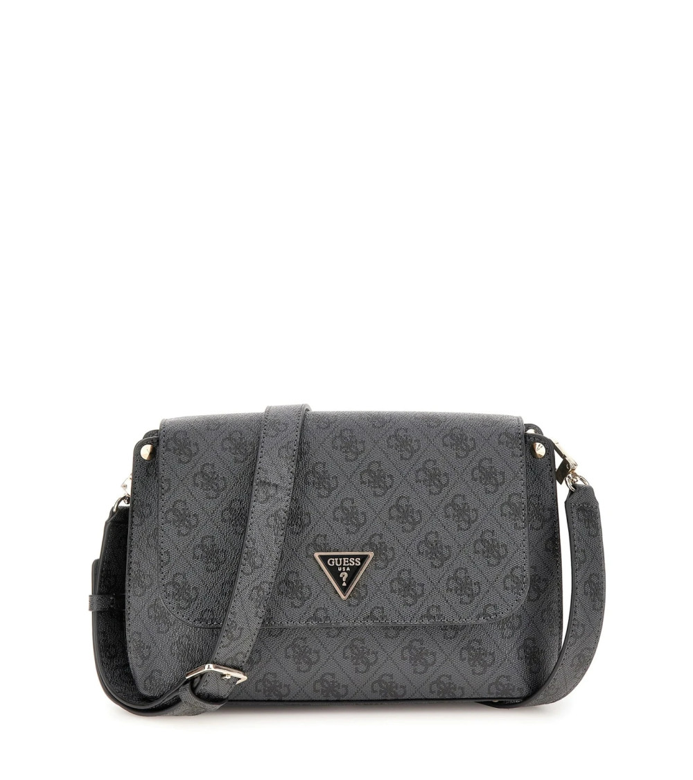 GUESS Meridian II Flap Crossbody Bag - Chic Coal Logo Style