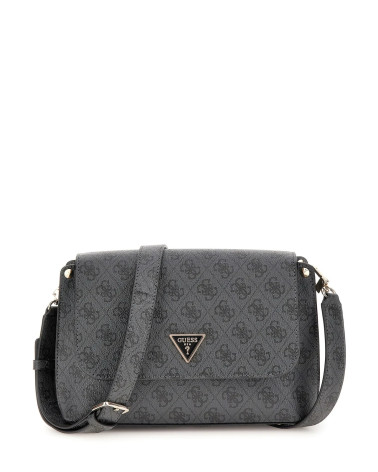 GUESS Meridian II Flap Crossbody Bag - Chic Coal Logo Style