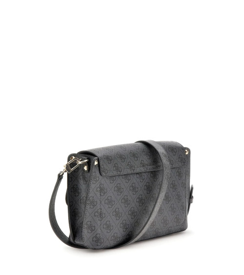 GUESS Meridian II Flap Crossbody Bag - Chic Coal Logo Style