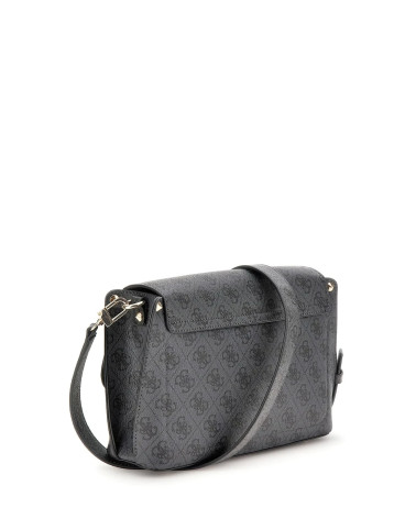 GUESS Meridian II Flap Crossbody Bag - Chic Coal Logo Style