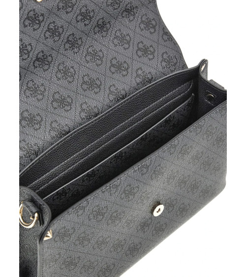 GUESS Meridian II Flap Crossbody Bag - Chic Coal Logo Style