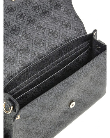 GUESS Meridian II Flap Crossbody Bag - Chic Coal Logo Style