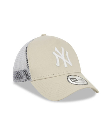NEW ERA NEW YORK YANKEES MLB LEAGUE ESSENTIAL BEIGE BIANCO A-FRAME BERRETTO DA CAMIONISTA REGOLABILE