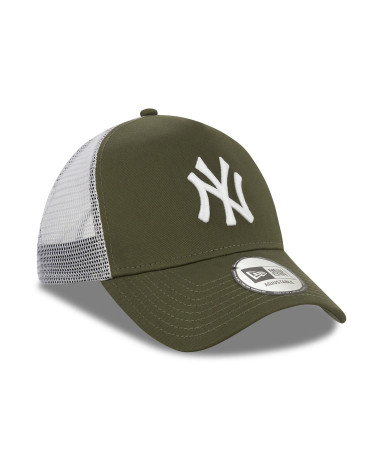 NEW ERA NEW YORK YANKEES MLB LEAGUE ESSENTIAL VERDE OLIVA BIANCO A-FRAME BERRETTO DA CAMIONISTA REGOLABILE