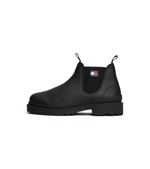 Tommy Jeans Homme : Bottes Chelsea Cuir Noir