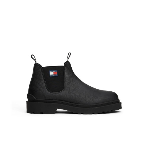 Tommy Jeans Homme : Bottes Chelsea Cuir Noir