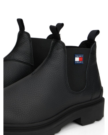 Tommy Jeans Chelsea Lederstiefel Schwarz – Herren