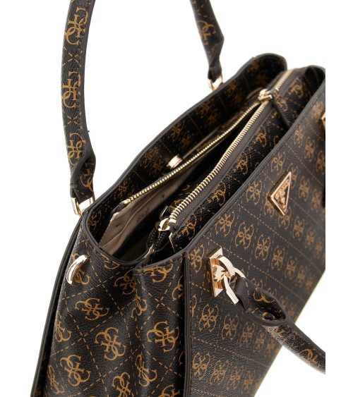 **Meta Title**: GUESS Noelle II Luxury Satchel - Chic Brown Bag