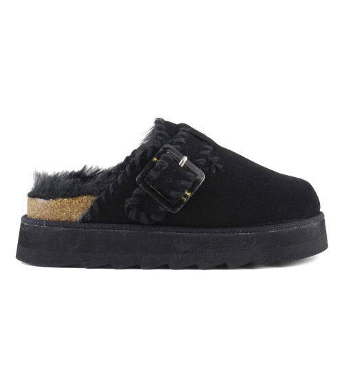 COLORS OF CALIFORNIA PLATFORM SABOT WOOL STITCHING COLOR NTAN, SIZE 36 EU