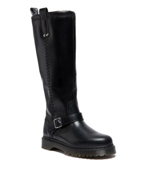 DR. MARTENS ANISTONE KNEE HIGH BOOTS, STIVALI AD ALTEZZA GINOCCHIO UNISEX-ADULTO, NERO, 36 EU