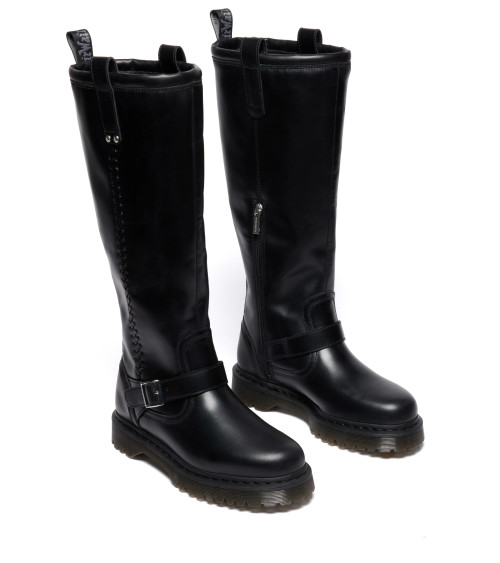 DR. MARTENS ANISTONE KNEE HIGH BOOTS, STIVALI AD ALTEZZA GINOCCHIO UNISEX-ADULTO, NERO, 36 EU