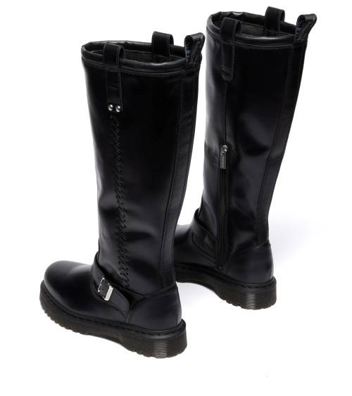 DR. MARTENS ANISTONE KNEE HIGH BOOTS, STIVALI AD ALTEZZA GINOCCHIO UNISEX-ADULTO, NERO, 36 EU