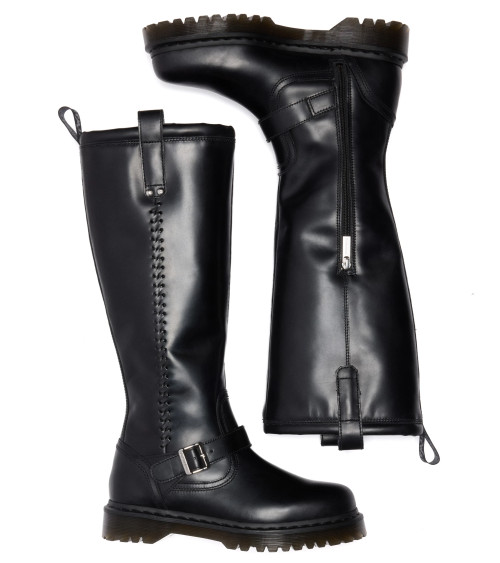 DR. MARTENS ANISTONE KNEE HIGH BOOTS, STIVALI AD ALTEZZA GINOCCHIO UNISEX-ADULTO, NERO, 36 EU