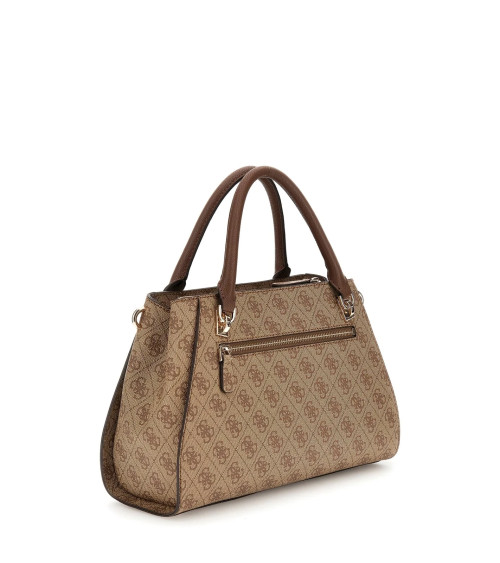 BOLSO GUESS NOELLE II, LOGO COLOR CARBÓN Y DETALLES DORADOS, MUY ELEGANTE Y ESPACIOSO.