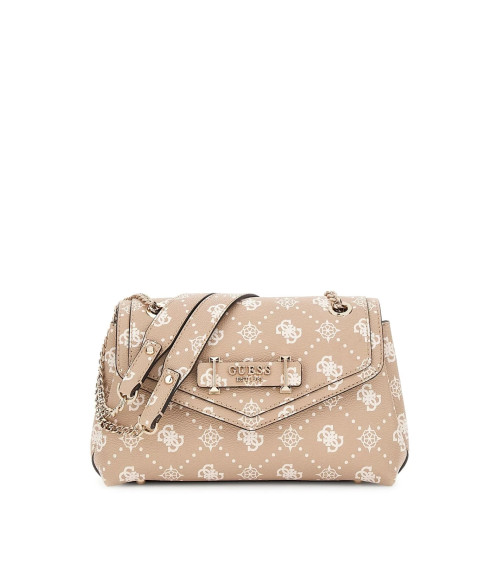 Borsa GUESS Silia Flap Bag taupe, ideale per ogni occasione.