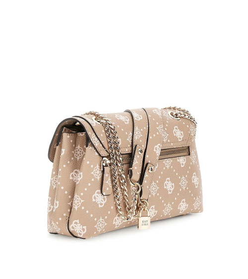 Borsa GUESS Silia Flap Bag taupe, ideale per ogni occasione.