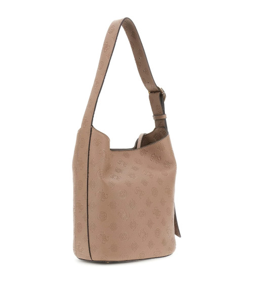 **Meta Title:** GUESS Cresidia II Bucket Bag - Black Logo Edition