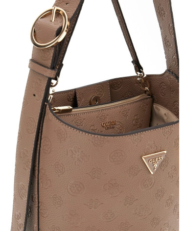 **Meta Title:** GUESS Cresidia II Bucket Bag - Black Logo Edition