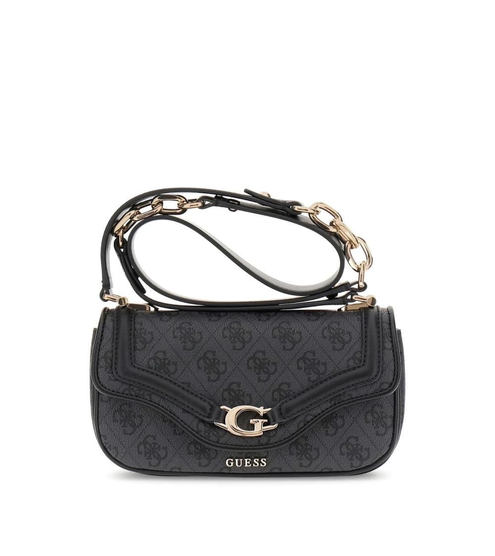 GUESS Umhängetasche Dea Crossbody Flap Coal Logo dunkelgrau ist stilvoll und funktional zugleich.