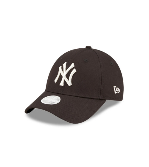 NEW ERA YORK YANKEES MLB METALLIC LOGO BLACK SILVER 9FORTY ADJUSTABLE WOMEN CAP - ONE-SIZE