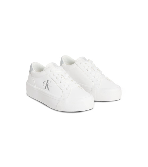 CALVIN KLEIN VULC FLATF LTH SILVE Elegante Sneaker für Damen