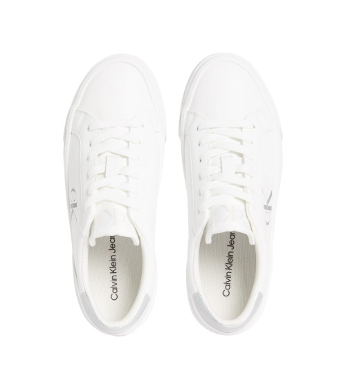 CALVIN KLEIN VULC FLATF LTH SILVE Elegante Sneaker für Damen