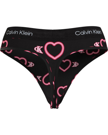 CALVIN KLEIN MODERN THONG COLOR NEON HEARTS_BLACK, SIZE LARGE