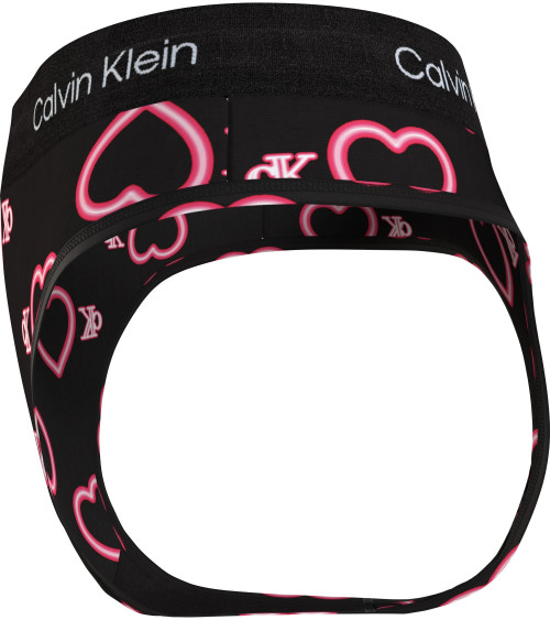 CALVIN KLEIN MODERN THONG COLOR NEON HEARTS_BLACK, SIZE LARGE