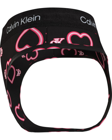 CALVIN KLEIN MODERN THONG COLOR NEON HEARTS_BLACK, SIZE LARGE