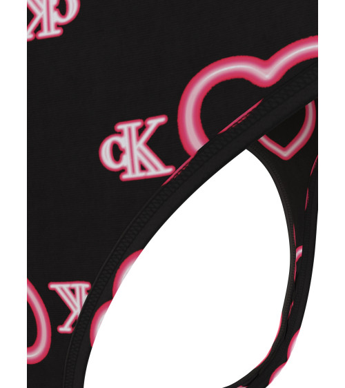 CALVIN KLEIN MODERN THONG COLOR NEON HEARTS_BLACK, SIZE LARGE
