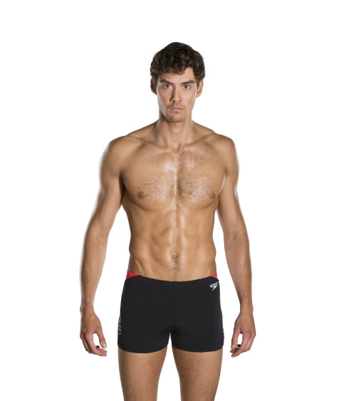 SPEEDO BOOM SPLICE, PANTALONCINI DA BAGNO UOMO, NERO (BLACK/WHITE/LAVA RED), 28 (IT 42)
