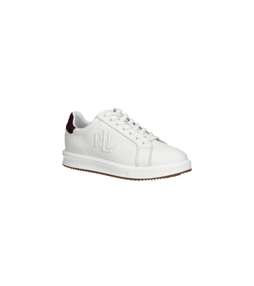 RALPH LAUREN AINSLEY-SNEAKERS-LOW TOP LACE 003 - SNOW WHITE DARK GARNET 36