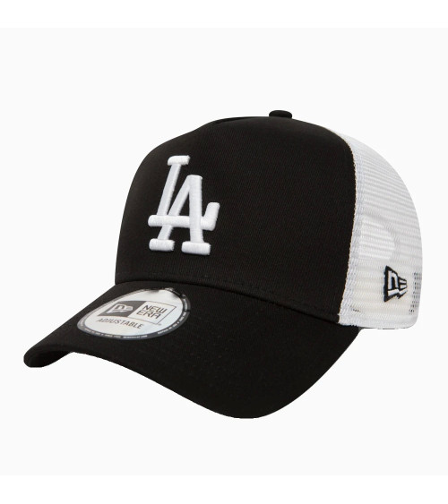 NEW ERA LOS ANGELES DODGERS FRAME ADJUSTABLE TRUCKER CAP CLEAN BLACK/WHITE - ONE-SIZE