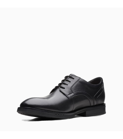 CLARKS SCARPE IN PELLE PIZZO UN HUGH IN NERO, NERO, 45 EU
