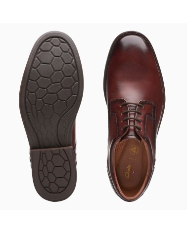 CLARKS UN HUGH LACE BROWN LEATHER SCARPE ELEGANTI PER UOMO IN PELLE MARRONE SPAZZOLATO (TAGLIA 41)