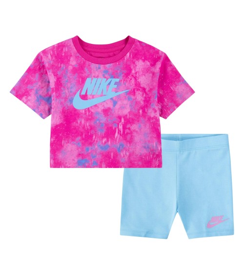 NIKE COMPLETO BIMBA BOXY TEE E BIKE SHORT 16L658 (FUXIA, 12 MONTHS)