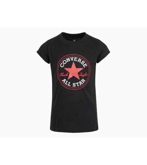 CONVERSE MAGLIETTA A MANICHE CORTE PER BAMBINI TIMELESS CHUCK PATCH BIANCO, 10 ANNI UNISEX-BIMBI